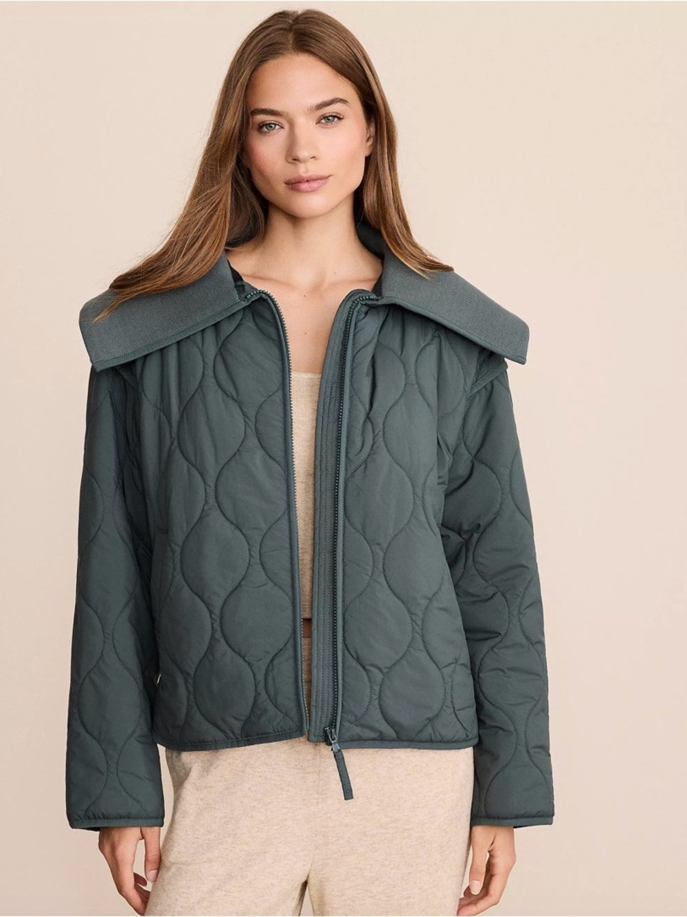 Loft Lou Grey Quilted Collar Oversized Jacket in  Deep Delphinium